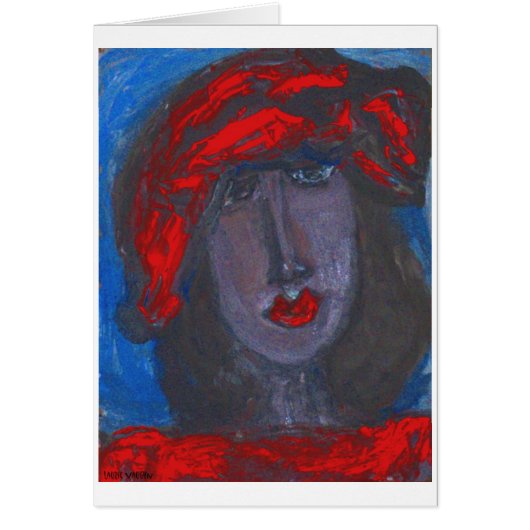 African-American Art -College Girl-Blank Card (Front)