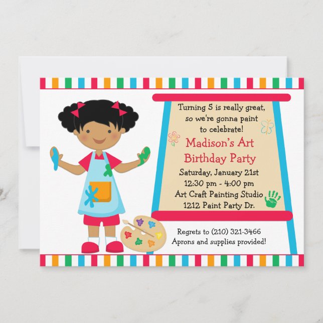 African American Art Paint Party Birthday Invitation (Front)
