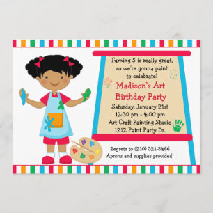 African American Art Paint Party Birthday Invitation