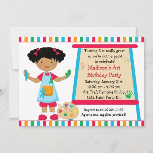 African American Art Paint Party Birthday Custom Invitation