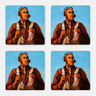 African American Aviators Fighter Pilots of WW2  Coaster Set