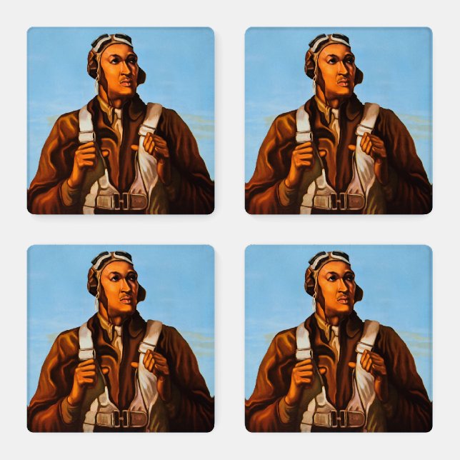 African American Aviators Fighter Pilots of WW2  Coaster Set (Set)