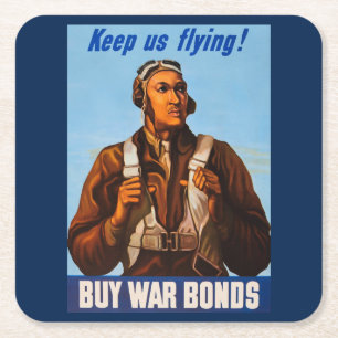 African American Aviators Fighter Pilots of WW2  Square Paper Coaster