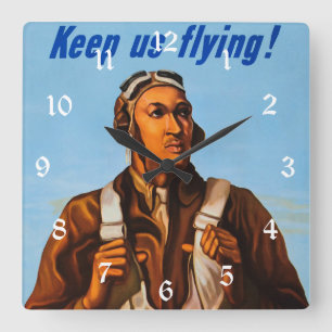 African American Aviators Fighter Pilots of WW2  Square Wall Clock