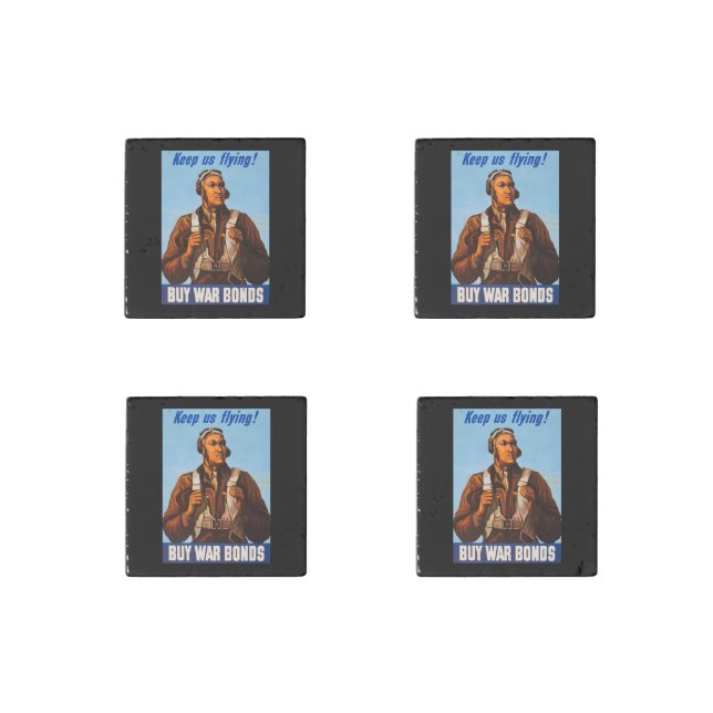 African American Aviators Fighter Pilots of WW2  Stone Magnet (Front)