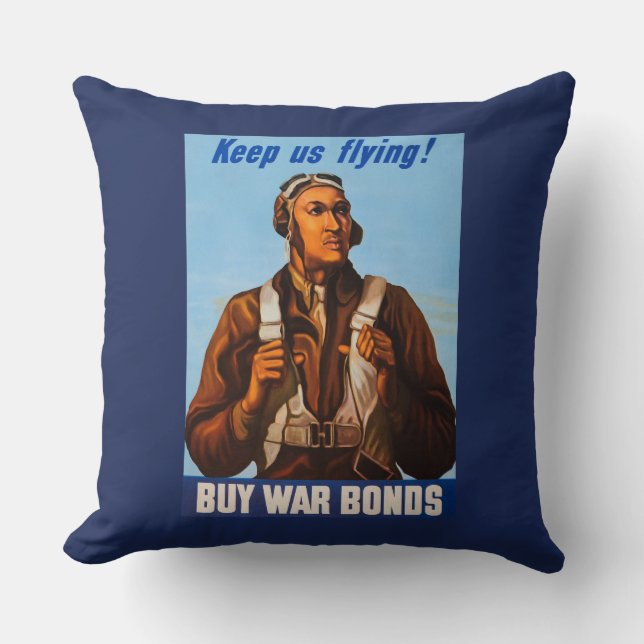 African American Aviators Fighter Pilots of WW2  Throw Pillow (Front)