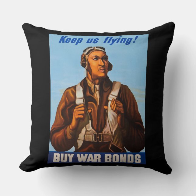 African American Aviators Fighter Pilots of WW2  Throw Pillow (Front)
