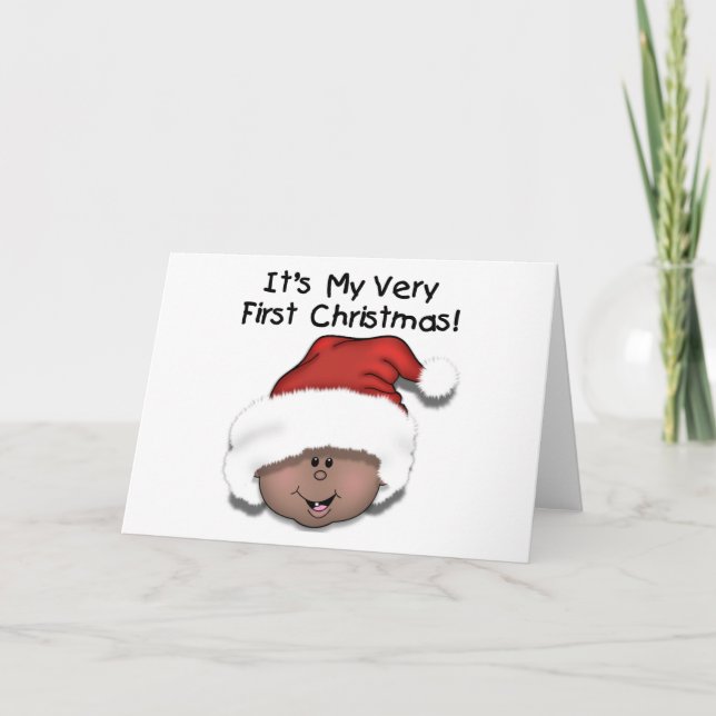 African American Baby 1st Christmas Holiday Card (Front)