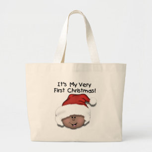 African American Baby 1st Christmas Large Tote Bag