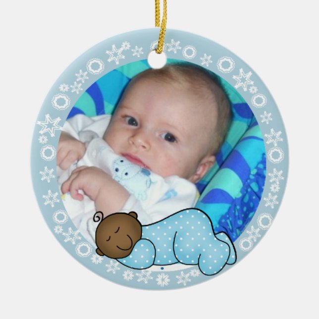 African American  Baby 1st Christmas Ornament (Front)