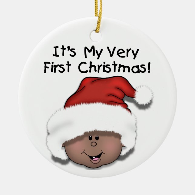 African American Baby 1st Christmas Ornament (Front)