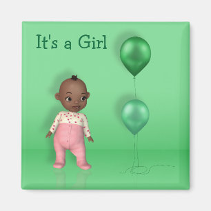 African American Baby Balloons - It's a Girl Magnet