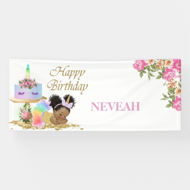 African American  Baby Birthday Banner (Horizontal)