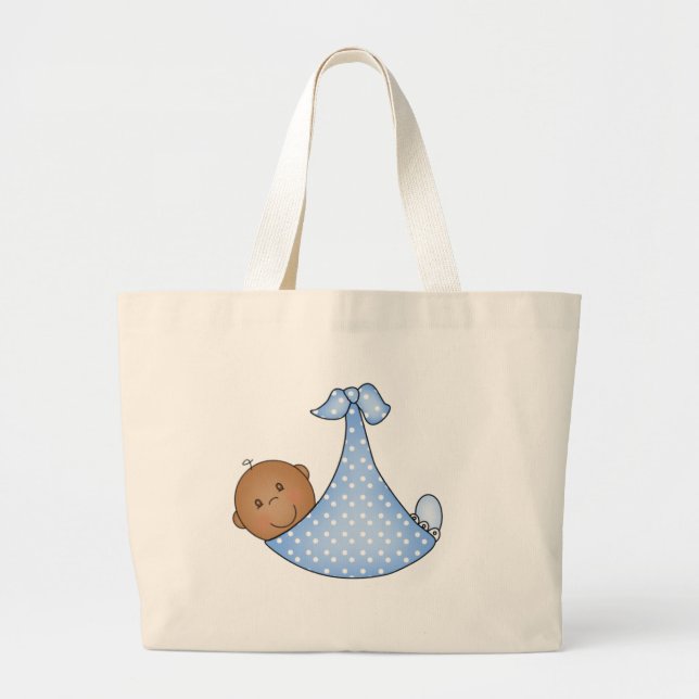 African American Baby Boy Large Tote Bag (Front)