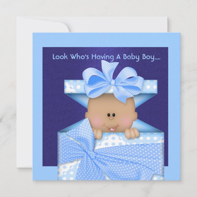 AFRICAN AMERICAN BABY BOY SHOWER  INVITATION (Front)