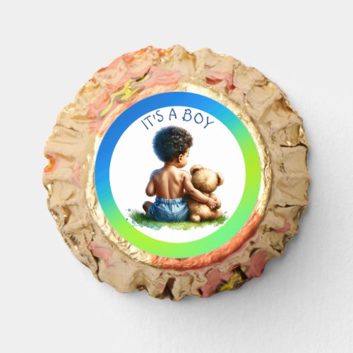 African_American Baby Boy with Teddy Baby Shower Reeses Peanut Butter Cups