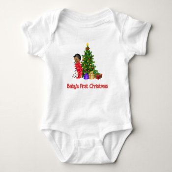 African American Baby Boy's First Christmast-shirt Baby Bodysuit by ChristmasBellsRing at Zazzle