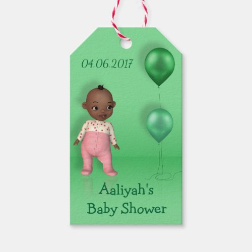African American Baby Girl _ Baby Shower Gift Tag