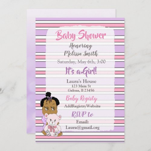 African American Baby Girl Baby Shower Invitation