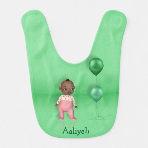 African American Baby Girl Balloons Name Bib