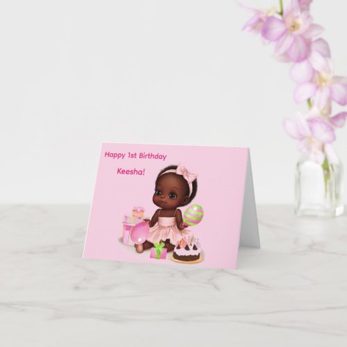 African American Baby Girl Birthday Card