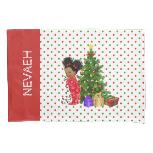 African American Baby Girl Christmas Pillowcase