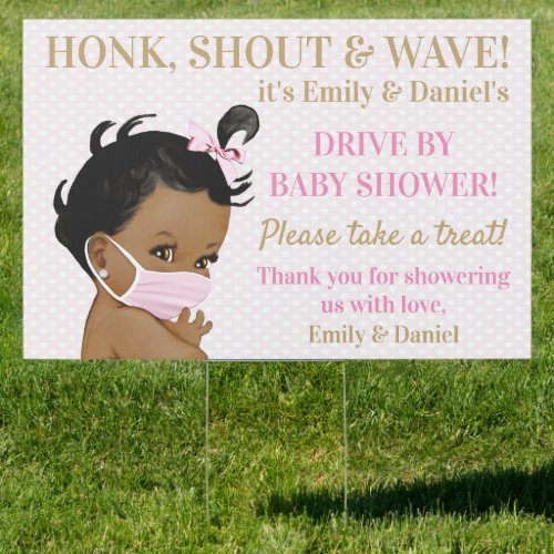 African American Baby Girl Drive By Baby Shower Sign