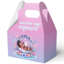 African American Baby Girl in Seashell Pastel Favor Boxes