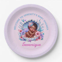 African American Baby Girl in Seashell Pastel
