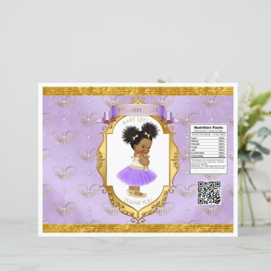 African American Baby Girl Lavender Chip Bag (Standing Front)
