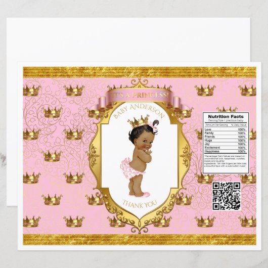 African American Baby Girl Pink Gold Chip Bag (Front/Back)