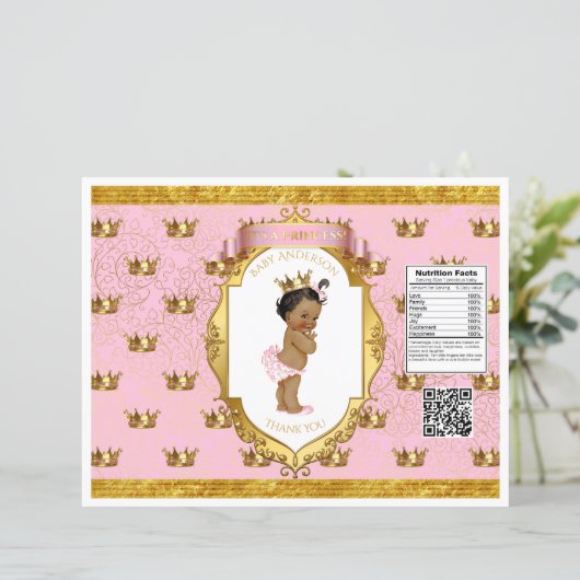 African American Baby Girl Pink Gold Chip Bag (Standing Front)