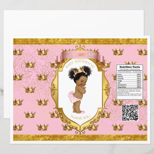 African American Baby Girl Pink Gold Chip Bag (Front/Back)