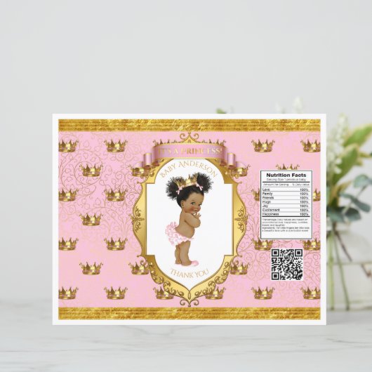 African American Baby Girl Pink Gold Chip Bag (Standing Front)