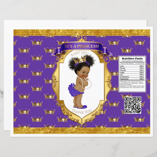 African American Baby Girl Purple Gold Chip Bag (Front/Back)