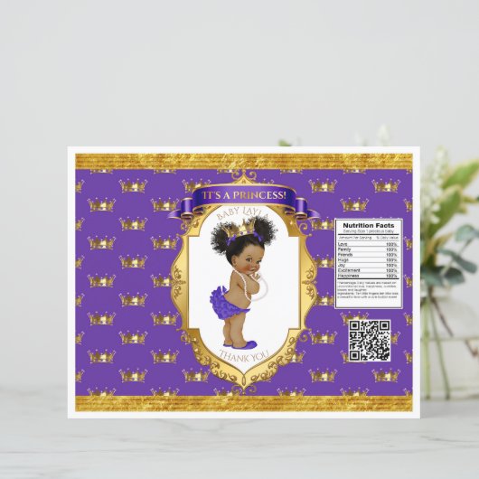 African American Baby Girl Purple Gold Chip Bag (Standing Front)