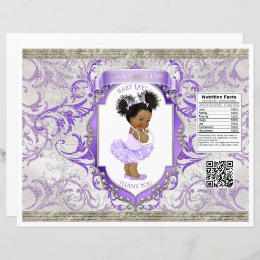 African American Baby Girl Purple Silver Chip Bag (Front/Back)