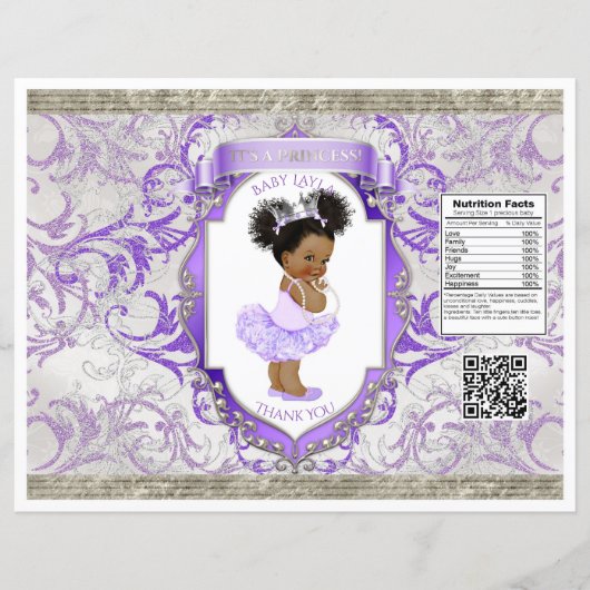 African American Baby Girl Purple Silver Chip Bag (Front)