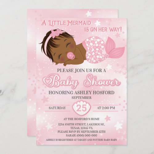 African American Baby Girl Shower Invitation