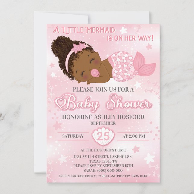 African American Baby Girl Shower Invitation (Front)