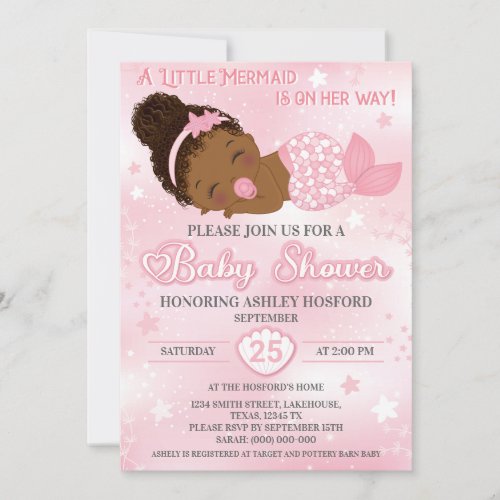 African American Baby Girl Shower Invitation