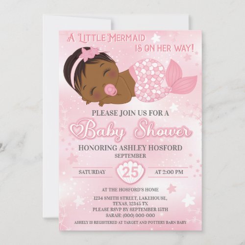 African American Baby Girl Shower Invitation