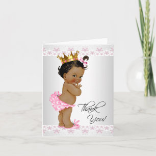African American Baby Girl Shower Thank You Card