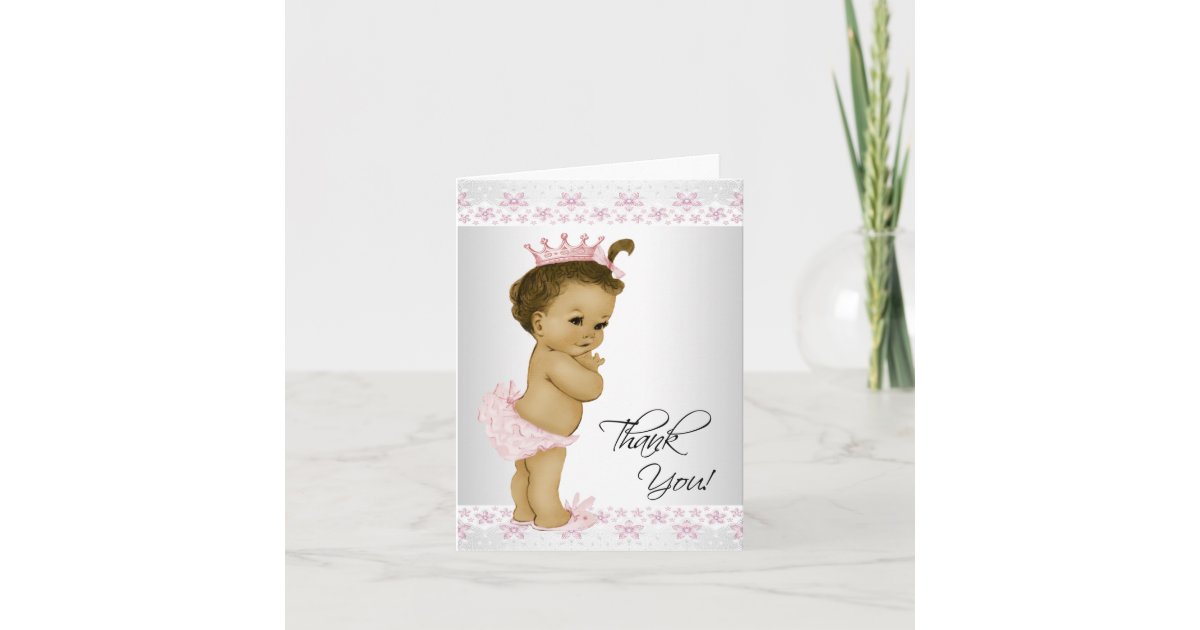 African American Baby Girl Shower Thank You Cards Zazzle Com