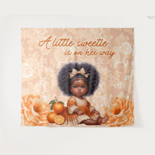 African American Baby Girl Sweet Orange Vintage Tapestry