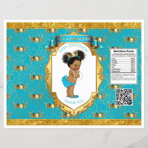 African American Baby Girl Teal Gold Chip Bag Flyer