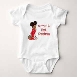 African American Baby Girl's First ChristmaT-Shirt Baby Bodysuit