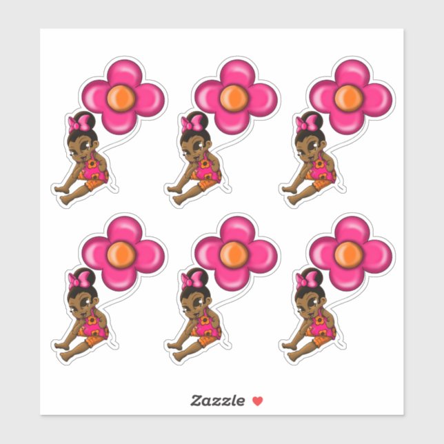 African American Baby Girls Sticker (Sheet)