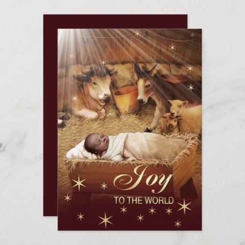 African American Baby Jesus Christmas Flat Cards