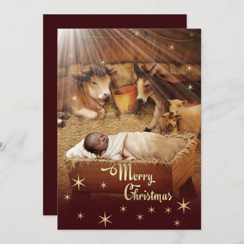 African American Baby Jesus Christmas Flat Cards